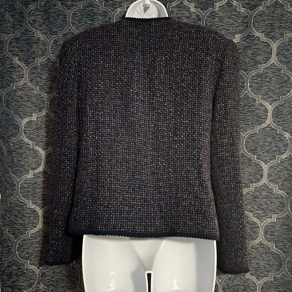 Talbots EUC women's 10 blue, purple,black 4 button closure fully lined blazer - Picture 4 of 6